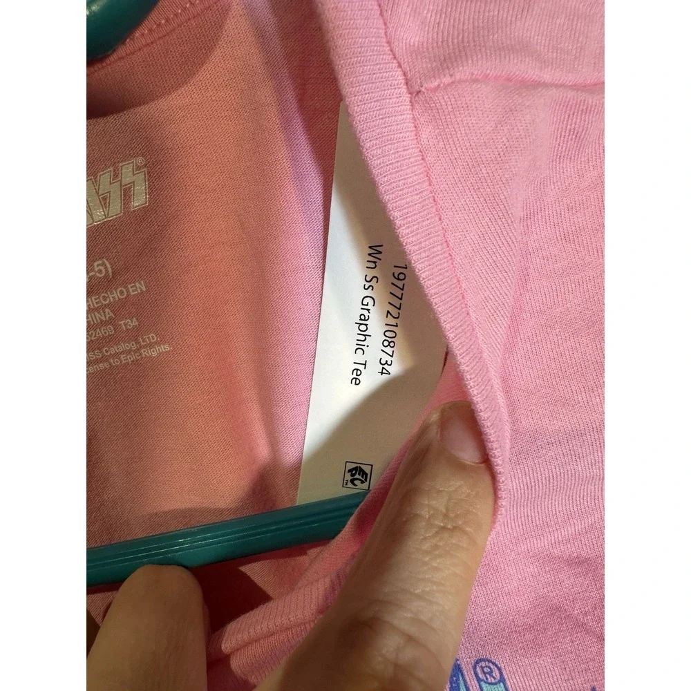 wonder nation KISS girls‎ pink crop top short sleeve shirt size XS 4 5